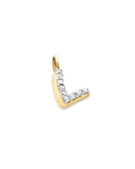 14k Yellow Gold Letter L Charm in White Diamond