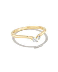 0.16 ct Lab Grown White Diamond Toi et Moi Band Ring in 14k Yellow Gold