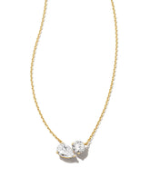 1.3 ct Lab Grown White Diamond Toi et Moi Large Pendant Necklace in 14k Yellow Gold