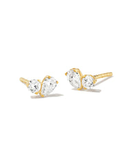 1.02 ct Lab Grown White Diamond Toi et Moi Stud Earrings in 14k Yellow Gold