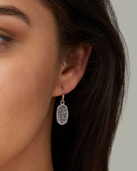 Lee Gold Drop Earrings in White Kyocera Opal