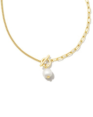 Leighton Convertible Gold Pearl Chain Necklace in Freshwater Cultured Pearl