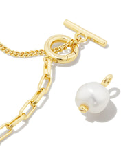 Leighton Convertible Gold Pearl Chain Necklace in Freshwater Cultured Pearl