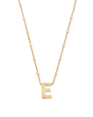 Letter E Pendant Necklace in Gold