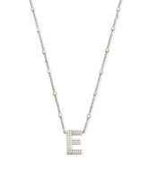 Letter E Pendant Necklace in Silver