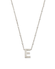 Letter E Pendant Necklace in Silver