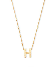 Letter H Pendant Necklace in Gold