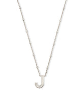 Letter J Pendant Necklace in Silver