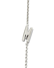 Letter M Inline Initial Necklace in Sterling Silver
