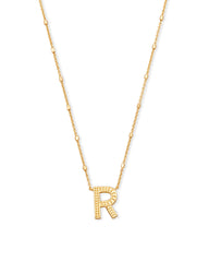Letter R Pendant Necklace in Gold