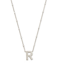 Letter R Pendant Necklace in Silver