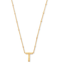 Letter T Pendant Necklace in Gold