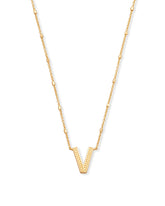 Letter V Pendant Necklace in Gold