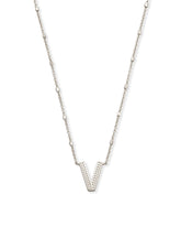 Letter V Pendant Necklace in Silver