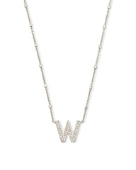 Letter W Pendant Necklace in Silver