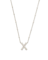 Letter X Pendant Necklace in Silver