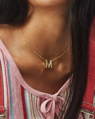 Letter M Pendant Necklace in Silver