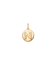 Letter N Coin Charm in 18k Gold Vermeil