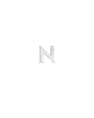 Letter N Single Stud Earring in Sterling Silver