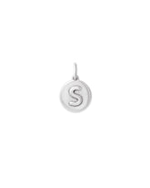 Letter S Coin Charm in Oxidized Sterling Silver