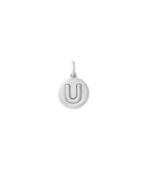 Letter U Coin Charm in Oxidized Sterling Silver