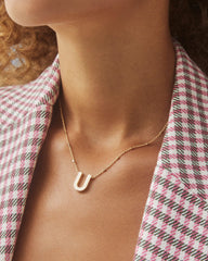 Letter U Pendant Necklace in Silver