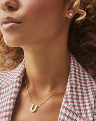 Letter U Pendant Necklace in Silver