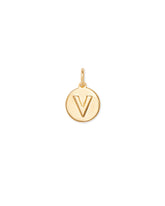 Letter V Coin Charm in 18k Gold Vermeil