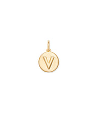 Letter V Coin Charm in 18k Gold Vermeil