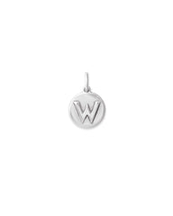 Letter W Coin Charm in Oxidized Sterling Silver