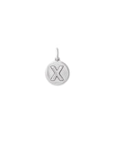 Letter X Coin Charm in Oxidized Sterling Silver