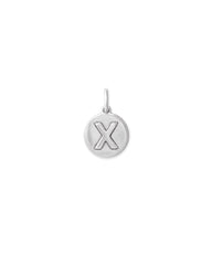 Letter X Coin Charm in Oxidized Sterling Silver