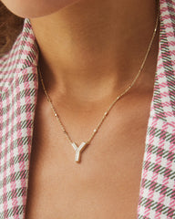 Letter Y Pendant Necklace in Silver