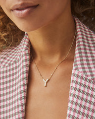 Letter Y Pendant Necklace in Gold