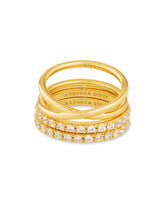 Livy Gold Rings Set of 3 in White Crystal