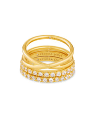 Livy Gold Rings Set of 3 in White CZ
