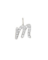 0.12 ct 14k White Gold Letter M Charm in White Diamond