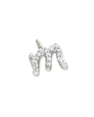 0.12 ct 14k White Gold Letter M Charm in White Diamond