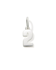 Metal Number 2 Charm in Sterling Silver