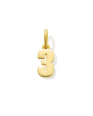 Metal Number 3 Charm in 18k Gold Vermeil