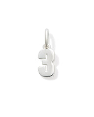 Metal Number 3 Charm in Sterling Silver