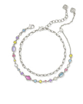 Mini Elisa and Abbie Silver Set of 2 Delicate Chain Bracelets