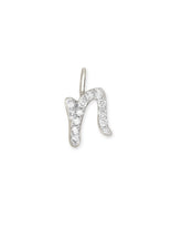 14k White Gold Letter N Charm in White Diamond