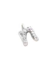 14k White Gold Letter N Charm in White Diamond