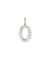 14k White Gold Letter O Charm in White Diamond