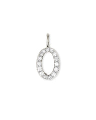 14k White Gold Letter O Charm in White Diamond