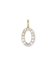 14k Yellow Gold Letter O Charm in White Diamond