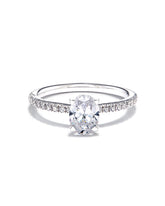 2 ct Oval Solitaire Engagement Ring with Pave Diamonds in 14k White Gold