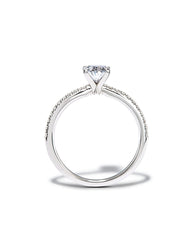 2 ct Oval Solitaire Engagement Ring with Pave Diamonds in 14k White Gold