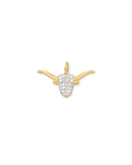 0.1 ct Pave Longhorn 14k Yellow Gold Charm in White Diamond